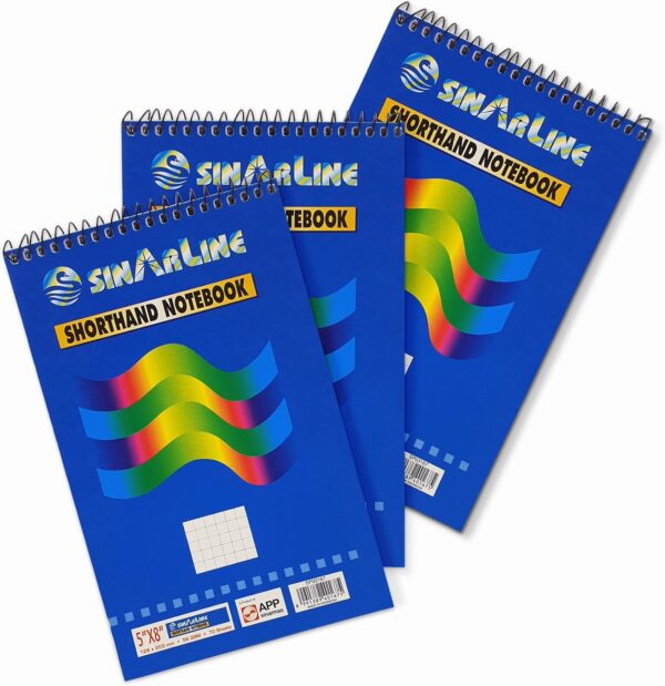 Sinarline Top Spiral Notebook 5mm Square 12.7 cmX8" Sheet, Great for Office or Personal use.